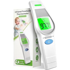 HealthTree Termometro frontale per bambini adulti, termometro frontale senza contatto, termometri digitali per bambini con ampio display LCD retroilluminato, allarme febbre, adatto per uso domestico