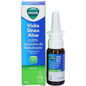 Vicks Sinex Aloe Spray Nasale Decongestionante 15 ml con Ossimetazolina e Aloe Vera