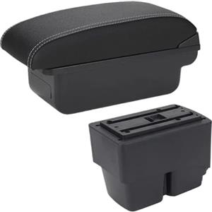 kjjukrhfs Poggia braccio Auto Per Ford Fiesta MK7 2009-2017 Box Portaoggetti Per Bracciolo Auto Bracciolo console centrale(C Black white NOUSB)