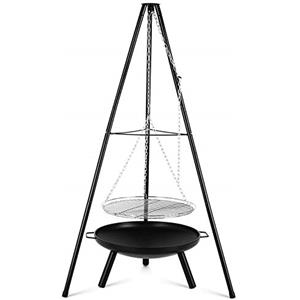 GKTF Griglia Barbecue Sospesa con Treppiede Braciere da Giardino, con Grill di Sospensione Regolabile Picnic Campeggio Barbecue Attaccapanni per Campeggio Falò