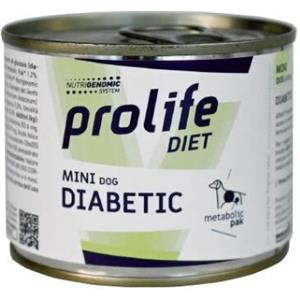 Prolife Veterinary Formula Mini Diabetic - Cibo umido per cani di piccola taglia, 200 g con pollo e manzo freschi