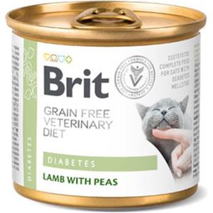 Brit Veterinary Diet Diabetes Agnello e Piselli - Alimento Umido Completo per Gatti Diabetici - 200g