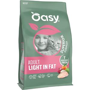 Oasy Cibo Secco per Gatti Adulto Light in Fat - 1,5 kg con Pollo Fresco e Maggiore Contenuto di Fibre
