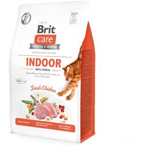 Brit Care Cat Grain Free Indoor Anti Stress con Pollo Fresco - 400g, Alimento Ipoallergenico per Gatti Adulti