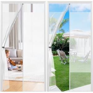 Sekey Zanzariera Magnetica Porta Protezione della Privacy, 100x210 cm, Tenda Magnetica Zanzariera Porta per Balcone, Non Serve Forare, Bianco