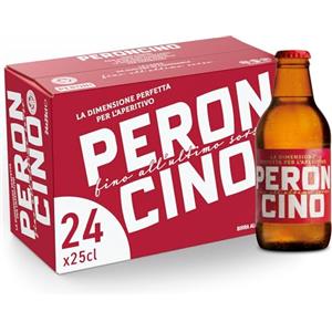 Peroni Peroncino Cassa con 24 Birre in Bottiglia da 25 cl, 6 L, Birra Lager con Malto 100% Italiano dal Gusto Moderatamente Amaro, Gradazione Alcolica 4.7% Vol