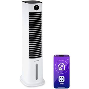 Klarstein Condizionatore Portatile Senza Tubo 80W, 5in1, Umidificatore, Climatizzatore Portatile Silenzioso con Night Mode, Ionizzatore, Ventilatore Aria Fredda, Raffrescatore 462m³/h, Serbatoio 8L