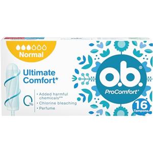 o.b. Assorbenti Interni ProComfort Normal, Assorbenti facili da applicare e rimuovere ideali per flusso medio e intenso, Tamponi interni con trama assorbente, 1 confezione da 16 pezzi