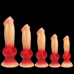 DTRNYCZ SM Silicone Animale Cane Dildo Cane Dildo Pene Finto Grande Dildo Anale S-XXL Plug Anale Vaginale G-Spot Dildo Giocattoli Sessuali for Donne Uomini(Pinkrosa,S)