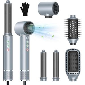 LIROPAU Air Styler, Spazzola Asciugacapelli 110000 RPM 20m/s Asciugacapelli Multifunzione, Hair Styler Curly Hot Air Styler, Capelli Curler Negativo Agli ioni Negativi, Volumizzante, Lisciante (Grigio)