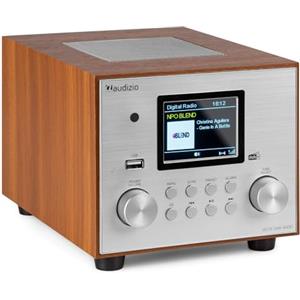 Audizio Vieste - Radio DAB+ Bluetooth, subwoofer 60W, riproduzione MP3 USB, display TFT a colori, FM, allarme, telecomando, design moderno argento