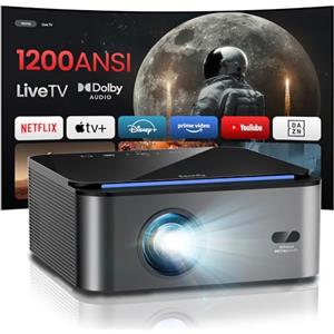 Eeenfy Proiettore 4K【Netflix Ufficiale/1200 ANSI】con Live TV, Dolby Audio, Autofocus/Keystone, Proiettore 4K Smart TV, Videoproiettore WiFi6 Bluetooth, <25ms, Eeenfy Ares A2 1080P Proiettori per Case/PS5/PC