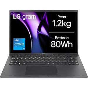 LG gram 16Z90RU, Notebook 16" 2.5K (2560 x 1600), Intel Core i5-1334U, 16GB RAM, 1TB SSD, Ultraleggero solo 1.2 kg, Batteria 80Wh, Windows 11 Home, Tastiera italiana, Nero