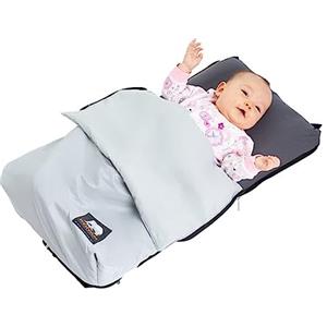 Deryan Air Traveller - Lettino da viaggio per bambini con materasso - Lettino da viaggio per bambini (telone) - 2 in 1 - Sedia e letto - Con borsa per il trasporto e materasso - 75 x 45 x 6 cm (nero)