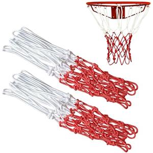 Cerioll Rete da Basket, 2 Pezzi Rete per Canestro da Basket, 3.5mm, Impermeabile, Dimensioni Standard, per Campi Scolastici, Basket, Interni Ed Esterni (Rosso E Bianco)