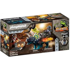 Playmobil Triceratopo 70627 - Assalto alle Pietre Leggendarie, Set Dino Rise con Dinosauro, Personaggio e Minirobot, dai 5 Anni