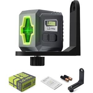 LASGOO Mini livella laser verde autolivellante, linea trasversale laser ideale per appendere quadri e costruire, include supporto rotante magnetico e batterie, compatta e portatile