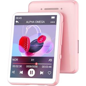 Oilsky 128GB Lettore MP3 Bluetooth 5.4, Oilsky 2,4'' Schermo Touch Mp3, Lettore Musicale MP3 Portatile con Altoparlanti, Radio FM, Ebook (Rosa)