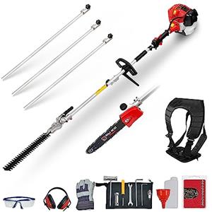 BU-KO 52cc Tagliasiepi a benzina da a lunga portata e sega da potatura con asta di prolunga da 3X 75cm, l'ultimo attrezzo da giardino per tagliare con precisione, tagliare siepi e potare