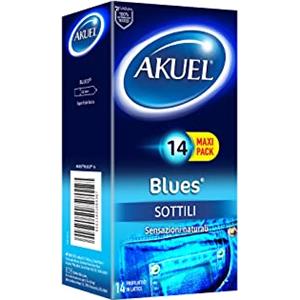 AKUEL BLUES Bx14 Condom, compatibile con i nostri lubrificanti