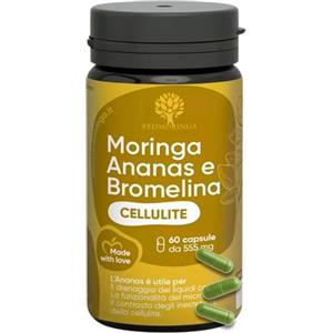 RedMoringa Bromelina Forte Drenante 5000 GDU - NUOVA FORMULA 100% Naturale Drenante Anticellulite | Bromelina Integratore Cellulite con Moringa Bio e Ananas | 60 Capsule Vegane Made in Italy | RedMoringa
