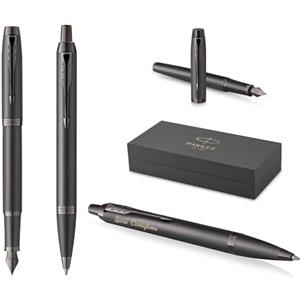Parker IM Professionals - Set di penne e penne stilografiche monocromatiche con incisione, penna premium | confezione regalo | Pantrone blu | personalizzato | compleanno (bronzo)