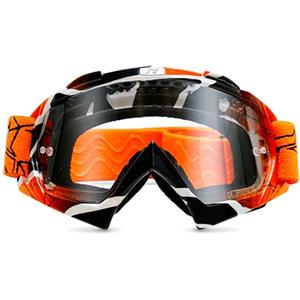 NENKI Occhiali da Motocross, Occhiali da Sci Uomo Donna, Anti Uv/vento/polvere/Graffio, Maschera Cross per Attività All'Aperto, Motociclismo, Sci (arancione & trasparente)