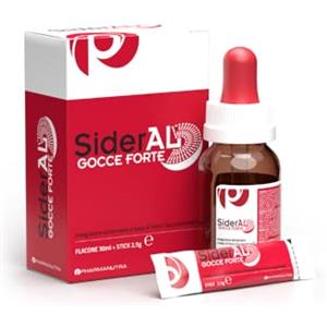 Pharmanutra SiderAL® Gocce Forte integratore alimentare a base di Ferro Sucrosomiale® (14 mg x 1 ml), Dosaggio a gocce, Tutte le età, No gusto metallico, No Glutine, Flacone 30 ml + stick 2,5 g, Pharmanutra