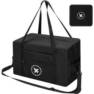 AiQInu Bagaglio a Mano Pieghevole 40X25X20cm, Borsone da Viaggio per Easyjet, Impermeabile Borsone da Viaggio Borsa Sportiva (Nero)