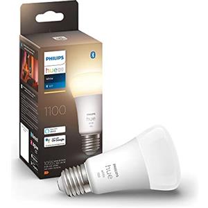 Philips Hue White Lampadina Smart LED, Attacco E27, 9.5 W, Luce Bianca, Dimmerabile, Controllo con Bluetooth e Hue App, Funziona con Alexa, Google Assistant e Apple HomeKit