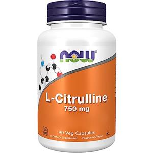 Now Foods, L-Citrulline, 750 mg, 90 Capsule vegane, Aminoacido, Testato in Laboratorio, Senza Glutine, Senza Soia, Senza OGM