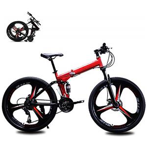 STRTG Folding Bike, Mountain Bike Pieghevole,Unisex Adulto Folding MTB Bicicletta, 24 * 26 Pollici 21 * 24 * 27 velocità della Bici di Montagna