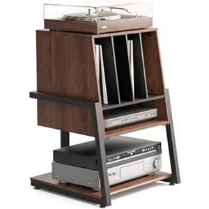 FITUEYES Design Mobile Giradischi 4-level Stand Mobile HIFI Conservazione di Fino a 120 Dischi in Vinile Capacità di Carico 50 kg