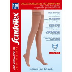 Scudotex Autoreggente 140 Denari Punta Aperta Unisex Nature - Calze a Compressione Terapeutiche