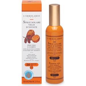 L'Erbolario Spray Solare Invisibile Velo d'Estate SPF 50 - 100 ml, Resistente all'Acqua, Ideale per Pelle Tatuata, Non Lascia Tracce Bianche
