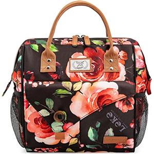 Lekespring Borsa Termica Porta Pranzo 10L | Borsa Frigo Piccola per Donna e Uomo,Ampia Aperta Impermeabile Borsetta Termica con Fodera Isolante,Lunch Bag per Ufficio Scuola Picnic Viaggio,Zafferano