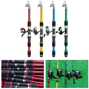 HEBEOT Attrezzo da pesca completo per combo con canna telescopica e mulinello per pesca senza sforzo (blu)