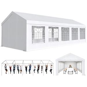 JUMMICO Gazebo Esterno Resistente UV 50+, Tendone per Feste 4x10, Gazebo da Giardino Impermeabilizzazione, Tendone da Esterno per Matrimoni, Feste, Raduni, Riunioni in Giardino, Bianco