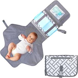 Nextfit Baby Fasciatoio portatile - Fasciatoio pieghevole, fasciatoio da viaggio, con dispenser per salviette, tasche portaoggetti e cuscino per la testa