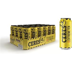 Ceres Extreme Ten - 24 Lattine da 50 cl, Birra Bionda Doppio Malto, Gradazione Alcolica 10°C, Gusto Vigoroso e Deciso con Sentori di Malto