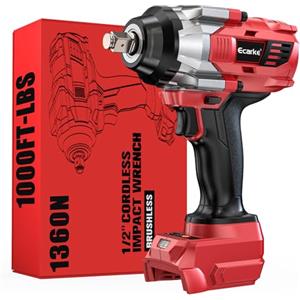Ecarke Avvitatore a Impulsi 1400Nm, Compatibile con Batterie Milwaukee 18V, 1/2 Brushless con Luce LED per Smontaggio Ruote, Lavori Edili e Auto (Senza Batteria e Caricatore)