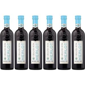 Grand Sud - Vino Rosso Analcolico, Merlot Morbido e Fruttato, Piccolo (6 x 0,25 L)