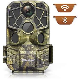 usogood Fototrappola 4K 24MP WiFi Bluetooth con App, Fototrappola Infrarossi Invisibili Impermeabile, Macchine Fotografiche da Caccia per la Monitoraggio della Fauna Selvatica, Telefonica Invio Foto