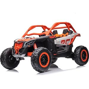 FINOOS Macchina Elettrica per Bambini Can-Am Maverick 24V Fuoristrada 2 Posti Maxi Buggy, 4x 200W Motore con Telecomando e Ampio Sedile, Batteria: 24V7AH, 3-8 anni (Arancione)