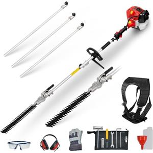 BU-KO 52cc Tagliasiepi a scoppio a lunga portata da e asta di 3 prolunga, alte prestazioni, lama in acciaio resistente, taglio di precisione per siepi e cespugli alti, facile da usare,