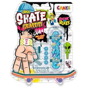 CRAZE SKATE Fingerboard Set - Edizione Graffiti | 4 Mini Fingerboards con design urbano + accessori | Finger skate per bambini e bambine dai 6 anni