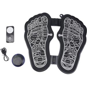 Tiardey Tappetino massaggiante elettrico portatile pieghevole, massaggiatore elettronico per piedi per riflessologia per dolore e circolazione EMS, macchina per gambe portatile con 8 modalità