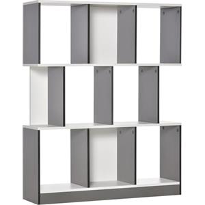 HOMCOM Mobile Libreria a 8 Ripiani per Soggiorno e Camera da Letto, Libreria Scaffale Moderna in Truciolato, 100x27x124 cm, Grigio Scuro