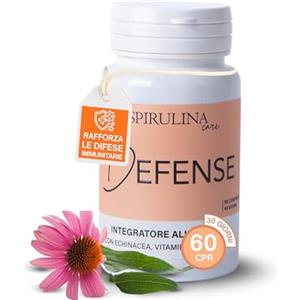 Severino Becagli Spirulina made in Tusca Difese Immunitarie con Vitamina C, D e Zinco - Echinacea, Astragalo, Andrographis e Spirulina - 90 compresse da 600 mg