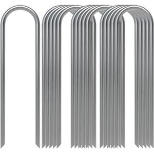 Generic Confezione da 16 picchetti per tubo da giardino da 15,2 cm, calibro 11, picchetti per irrigazione e tubi dell'acqua, ganci zincati a U, chiodi, morsetti angolari (argento, taglia unica)